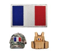 YUVKIN 1 pièce écusson France, tissé avec scratch, patch tactique 8 × 5 cm, drapeau français tricolore