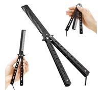 YUVKIN 1 pièce Peigne Papillon Pliant, Butterfly Knife, Papillon Peigne Entraînement, Sécurité Peigne Rotatif Papillon, Couteau Papillon d’Entraînement en Acier Inoxydable