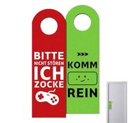 YUVKIN 1 Pièce Plaque de Porte en Feutre, Ne Pas Déranger Gamer, Je Joue ou Entrez, Cadeau Gamer, Décoration Chambre Gamer, Cadeau Ado Garçon, Accessoire Gaming, Design Rouge et Vert