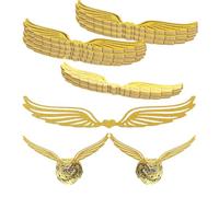 YUVKIN 100 pièces Décorations de Gâteau, Ailes Pailletées, les Ailes Dorées et Snitch Doré Vif d'Or, à Thème Sorcier, pour Fête, Deco Anniversaire, Baby Shower, Mariage, École et Halloween (Or)