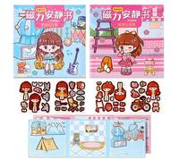 YUVKIN 2 livres d'autocollants réutilisables, livres pop-up en 3D, adaptés aux enfants de 3 à 6 ans, jeu éducatif sensoriel avec aimants, durables, idéaux pour voyager