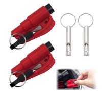 YUVKIN 2 pièces Coupe-ceinture de sécurité amélioré, Brise-vitre 2-en-1, Marteau voiture, Moderne Unisexe Adulte, Key Ring Cutter, Convient pour la terre, sous l'eau et la nuit