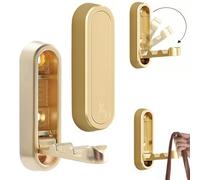 YUVKIN 2 pièces crochets muraux pliables dorés en aluminium, patere murale, crochets muraux, crochet mural, 74 x 24 mm, pour salle de bain, cuisine, garde-robe