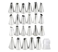YUVKIN 23 PCS Petit Ensemble de Douilles en Acier Inoxydable Réutilisables Professionnelles Sans Soudure pour Poches à Crème pour Décoration de Gâteaux, avec Convertisseur de Douilles