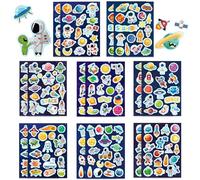 YUVKIN 266 pièces (16 feuilles) avec motifs de planètes, vaisseaux spatiaux et astronautes, Gommettes Espace, Enfant, Autocollant Récompense, Décoration pour l'Artisanat Scrapbooking Album Bricolage