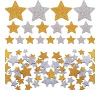 YUVKIN 360 Autocollants Étoiles Pailletés, Stickers en Mousse Autocollants pour Enfants, DIY Créatif, Décoration Murale, Albums Scrapbooking (Argent et Or)