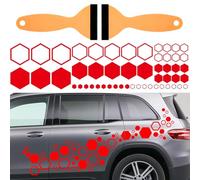 YUVKIN 52 Stickers Voiture en Motif Nid d'Abeille + 2 Racloirs Trapézoïdaux - Décoration de Carrosserie pour Voitures, SUV, Camions & 4x4 (Rouge)