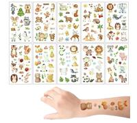 YUVKIN 6 feuilles tatouages éphémères enfant, lumineux dans le noir, Autocollants Imperméables à l'Eau Thème Animaux, plus de 150 motifs, Cadeaux Fête d'Anniversaire pour Garçons et Filles