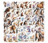 YUVKIN Autocollants Chevaux, 50 pièces, Stickers Gommettes Enfant Imperméable pour Scrapbooking Artisanat Bricolage, Cheval Enfant