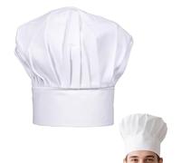 YUVKIN Bonnet de cuisinier unisexe, 1 pièce, réglable, professionnel, en coton, avec filet à cheveux, toque de chef, toque cuisine, toque charlotte cheveux (Blanc)