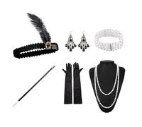 YUVKIN Costumes et Accessoires Femme Années 1920 : Ensemble 6 Pièces « The Great Gatsby et Bal Charleston », Idéal comme Déguisement de Carnaval