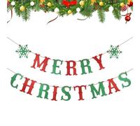 YUVKIN Guirlande Merry Christmas Flocons de Neige Bannière Décoration de Noël Suspendue pour Nouvel An Réveillon Fêtes de Noël (Rouge Vert)