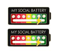 YUVKIN Lot de 2 Pins Émaillés Amusants, Badge Social Battery Coulissant, Afficheur d'Humeur pour 7 Jours de la Semaine