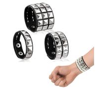 YUVKIN Lot de 3 Bracelets en Cuir Cloutés Punk Style Gothic Rock Réglables pour Hommes et Femmes Cosplay Fête (Noir)