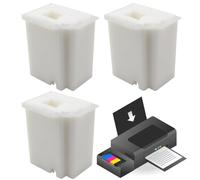 YUVKIN Lot de 3 réservoirs d'encre à déchets L3110 compatibles avec EcoTank ET-2810 ET-2812 ET-2814 ET-2803 ET-2710 ET-2712 ET-2714 ET-2715 ET-2720 ET-2726 - Boîte d'entretien avec éponge