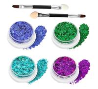 YUVKIN maquillage, 4 cartons, Holographique pour le corps et cheveux, Gel pailleté, visage, les yeux et lèvres, Top pour fard à paupières sans colle, paillettes femme et enfants (Quatre couleurs)