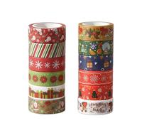 YUVKIN Ruban adhésif décoratif Noël, 12 rouleaux, Masking Tape, en papier, scotch, pour bullet journal, scrapbooking, artisanat de bricolage, fournitures de fête, bureau, emballage de cadeaux