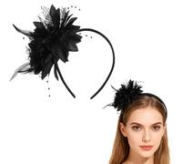 YUVKIN Serre-tête à Plumes avec Fleurs Artificielles, Fascinateur Années 1920 pour Femmes, Bandeau Style Années Folles pour Carnaval Cocktail Mariage Fête du Thé Accessoires (Noir)