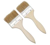 YUVKIN Set de 2 pinceaux plats avec manche en bois, pour peinture, teinture, et lasure, idéal comme pinceau extérieur, vernis bois, et peinture murale pour les grandes surfaces (6cm*19cm/7.3cm*20.0cm)