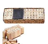 YUVKIN Set de 40 tampons en bois, Alphabet, chiffres et symboles, tampons alphabet et lettres en bois, avec encreur pour tampon, pour le scrapbooking, l'artisanat d'art et la fabrication de cartes