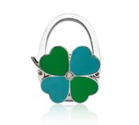 YUVKIN Set de Crochets Porte-Sac de Table : Crochet Pliable et Antidérapant en Forme de Trèfle (Bleu, Vert)