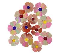 Yuvori Carreaux de mosaïque à fleurs irisées - 12 pièces de tailles mixtes, fleurs de mica irisées à 5 pétales avec perles centrales pour art mosaïque, jardin féérique, artisanat de maison, décoration