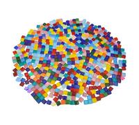 Yuvori Carreaux de mosaïque de couleurs mélangées, 0,5 kg - 1 cm Carreaux carrés en verre de cristal et étoile en plastique, parfaits pour les loisirs créatifs, salle de bain, cuisine, salon, jardin