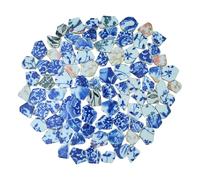 Yuvori Carreaux de mosaïque irrégulière en porcelaine bleue et blanche, 0,5 kg, faits à la main, salle de bain, salon, cuisine, extérieur (mélange de couleurs, moyen)