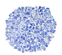 Yuvori Carreaux de mosaïque irrégulière en porcelaine bleue et blanche de 0,5 kg, faits à la main, salle de bain, salon, cuisine, extérieur (02, taille S)