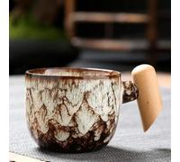 YUWEN 1 pièces Tasse à café en céramique avec Manche en Bois Latte poterie Tasse après-midi thé Tasse en céramique Petit déjeuner Lait Tasse