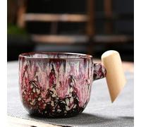 YUWEN 1 pièces Tasse à café en céramique avec Manche en Bois Latte poterie Tasse après-midi thé Tasse en céramique Petit déjeuner Lait Tasse