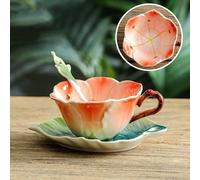 YUWEN Créatif 3D Peint à la Main Fusang Fleur Tournesol Clivia émail Couleur céramique café thé Ensemble après-midi thé Tasse Assiette