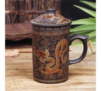 YUWEN Tasse à thé en Argile Violette Dragon/beauté Faite à la Main avec Couvercle et infuseur à thé Tasse à thé Tasse à Eau de Bureau Tasse Cadeau Verres
