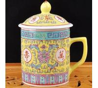 YUWEN Tasse en Porcelaine Bleue et Blanche en céramique Chinoise Traditionnelle Tasse à thé Rouge/Bleu/Jaune avec Couvercle Drinkware 300 ML