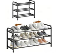 YUWHFEI Étagère à Chaussures Extensible 3 Niveaux 45-80cm, Rangement de Chaussure en Métal, Porte Chaussures pour 6-12 Paires, Shoe Rack Gain de Place, pour Placard, Entrée, Exterieur, Salon, Chambre
