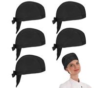 YUWJOOWEE Lot de 5 bonnets de chef bandanas noirs