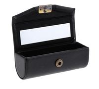 yuwqqoajv Boîtier Compact en Cuir Premium avec Miroir pour Vos Rouges à lèvres et Petits Objets. Style Vintage, Noir, 9 CM