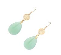 yuwqqoajv Boucles d'oreilles en argent sterling hypoallergéniques à la mode pour de larges applications Boucles d'oreilles vintage en forme de goutte d'eau en jade vert
