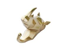 yuwqqoajv Patère en Forme d'animal en résine pour résine Longue durée, tête d'éléphant, Crochet Mural, tête d'animal, patère, Or (rhinocéros)