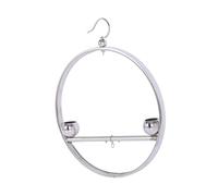 yuwqqoajv Support de Jeu et d'entraînement pour Oiseaux, perchoir en Acier Inoxydable, Outils d'alimentation Pratiques, Station d'activités pour perroquets, Bol en Argent, Diamètre 36.5 cm