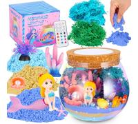 Yuxava Cadeaux Licorne,La sirène Bricolage Terrarium Craft Set,Ensemble éducatif Artisanat avec minuterie télécommande et lumières colorées, veilleuse DIY Kids, Sirene Jouet Fille