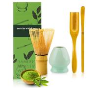 Yuxava Matcha Kit, 4 PCS Matcha Set,Fouet en Bambou Matcha, Coffret Matcha Cuillère,Accessoire Matcha,Ensemble de Fouet à Matcha,Cadeau Artisanal Traditionnel de Matcha Ceremonie pour Les Amis/relatif