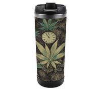 YUXBVKRS A Puff in Time - Tasse de voyage avec couvercle étanche - Tasse à café isotherme à double paroi en acier inoxydable pour boissons chaudes et froides, 380 ml