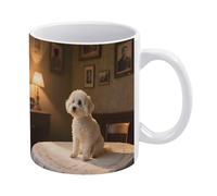 YUXBVKRS Bichon Frise at Home - Tasse en céramique avec poignée - Tasse à café fantaisie pour la maison, le bureau et les pauses thé, elle ou lui - 325 ml