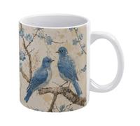 YUXBVKRS Bluebird on the Branch - Tasse en céramique avec poignée - Tasse à café fantaisie pour la maison, le bureau et les pauses thé, elle ou lui - 325 ml