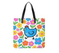 YUXBVKRS Grand sac fourre-tout pour femme, joli sac à bandoulière en cuir synthétique avec imprimé poulet, sac à main pour le shopping, les voyages, le travail