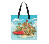 YUXBVKRS Grand sac fourre-tout pour femme, sac à bandoulière imprimé île de Cuba, sac à main en cuir synthétique pour le shopping, les voyages, le travail