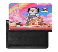 YUXBVKRS Porte-passeport imprimé château de pain d'épice du Père Noël pour voyage | Jolie housse de passeport en polyuréthane pour homme et femme