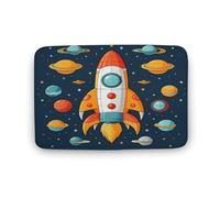 YUXBVKRS Rocket Clipart Tapis de bain lavable en velours corail antidérapant pour douche et baignoire 40 x 60 cm