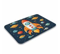 YUXBVKRS Rocket Clipart Tapis de bain lavable en velours corail antidérapant pour douche et baignoire 50 x 80 cm